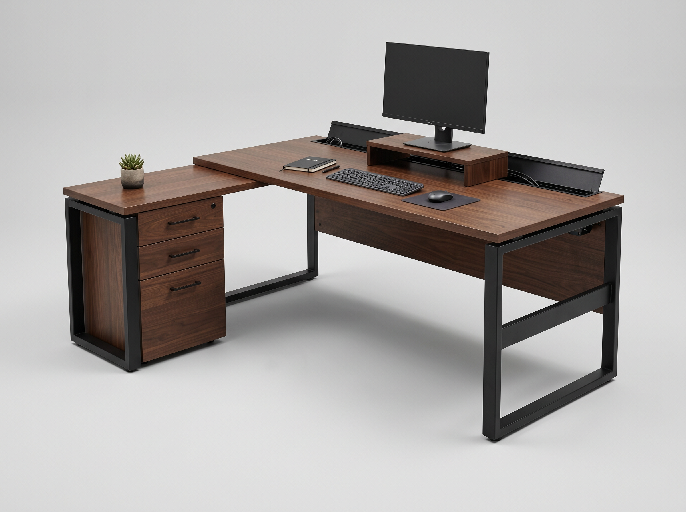 Bureau directionnel en bois avec retour